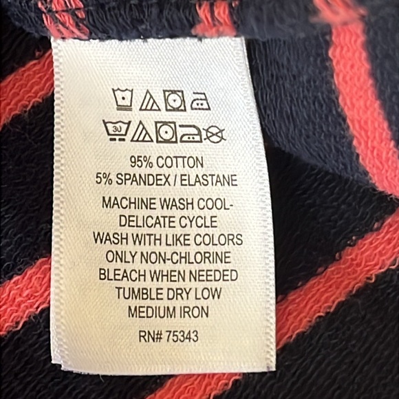 DAKINI Striped Navy and‎ Pink Draw String Pocketed Cotton Knit Women's Skirt - Picture 6 of 6